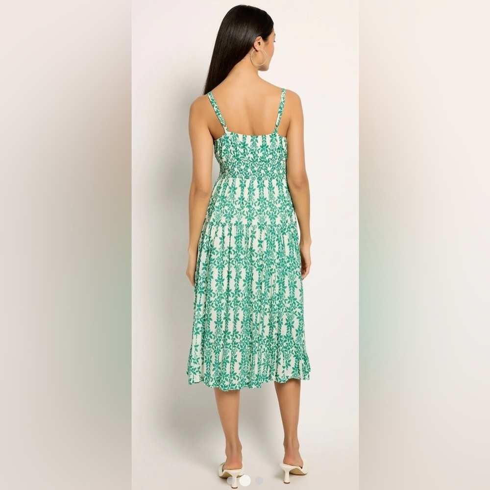 ‼️RARE‼️🎸LeiMarie🎸🔥NWT🔥Skies Are Blue MIDI Sundress in Kelly Green/White—S - Picture 2 of 16